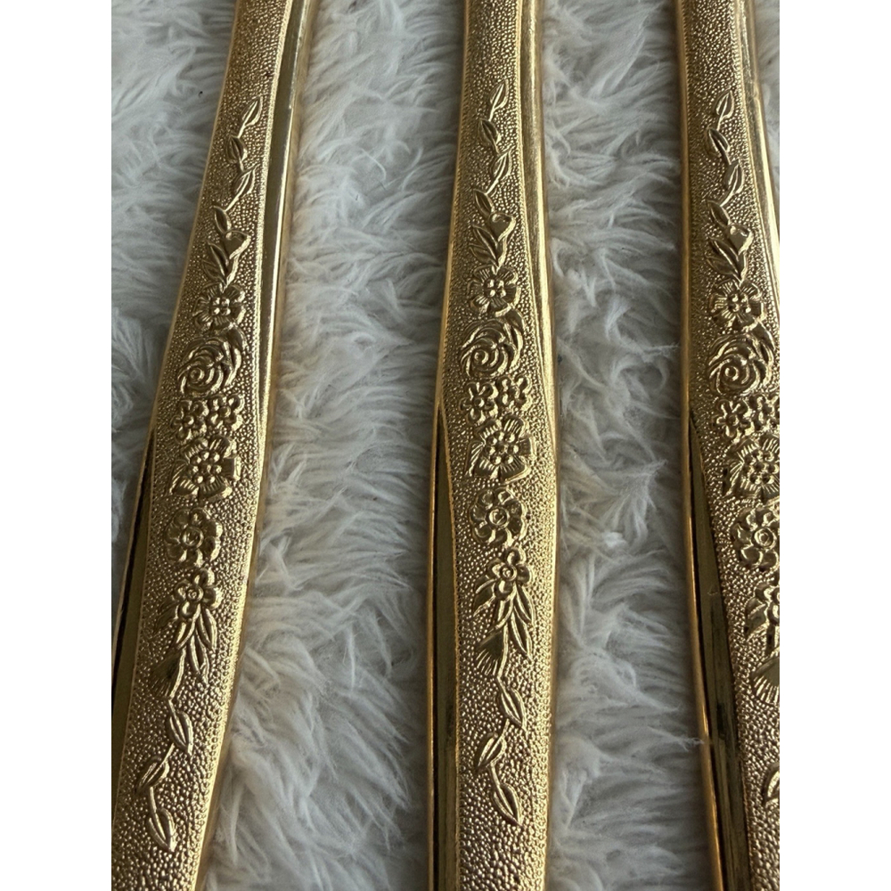 Golden Bouquet 24 kt Gold Electroplate 24 Pieces Flatware & Serving 1980’s - Picture 15 of 16